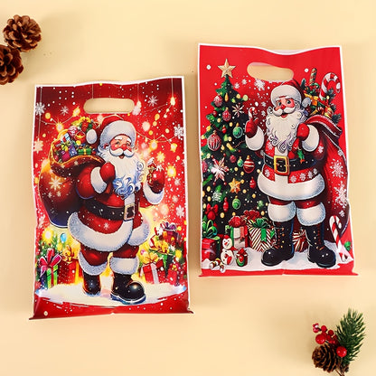 50pcs Vintage Santa Claus Christmas Gift Bags with Handles