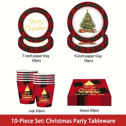 50pcs of Christmas-themed Tableware Set