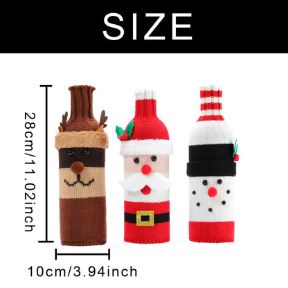 3pcs Christmas Wine Knitted Bottle Cover