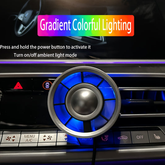 USB Car Air Outlet Fan with Colorful LED Light