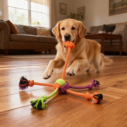 Heavy-Duty Chew Proof Dog Rope Toy with Reinforced Knots & Bite-Resistant