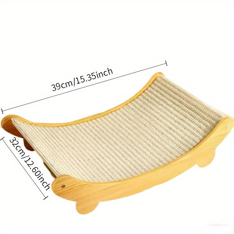 Durable Solid Wood Cat Scratching Post & Bed with Removable Sisal Pad