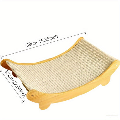 Durable Solid Wood Cat Scratching Post & Bed with Removable Sisal Pad