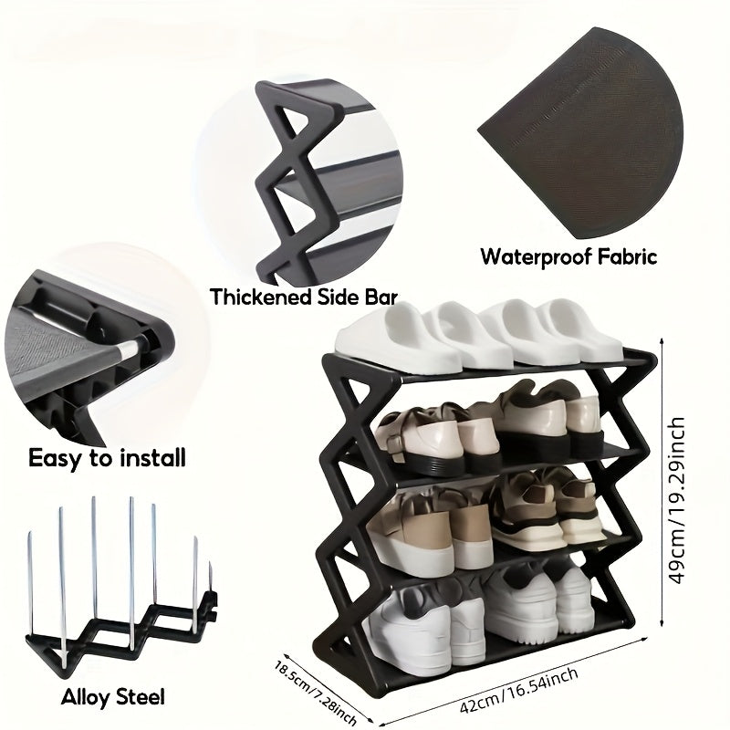 Four-Tier Minimalist Metal Shoe Rack