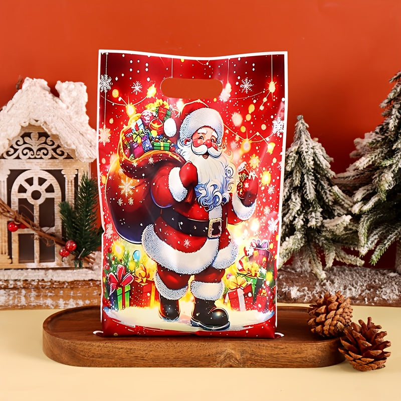 50pcs Vintage Santa Claus Christmas Gift Bags with Handles