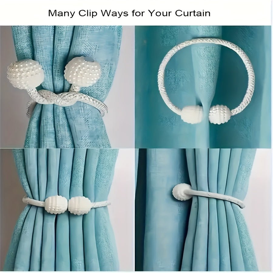 4pcs Magnetic Curtain Tiebacks with Faux Pearl Accent - HazMarket