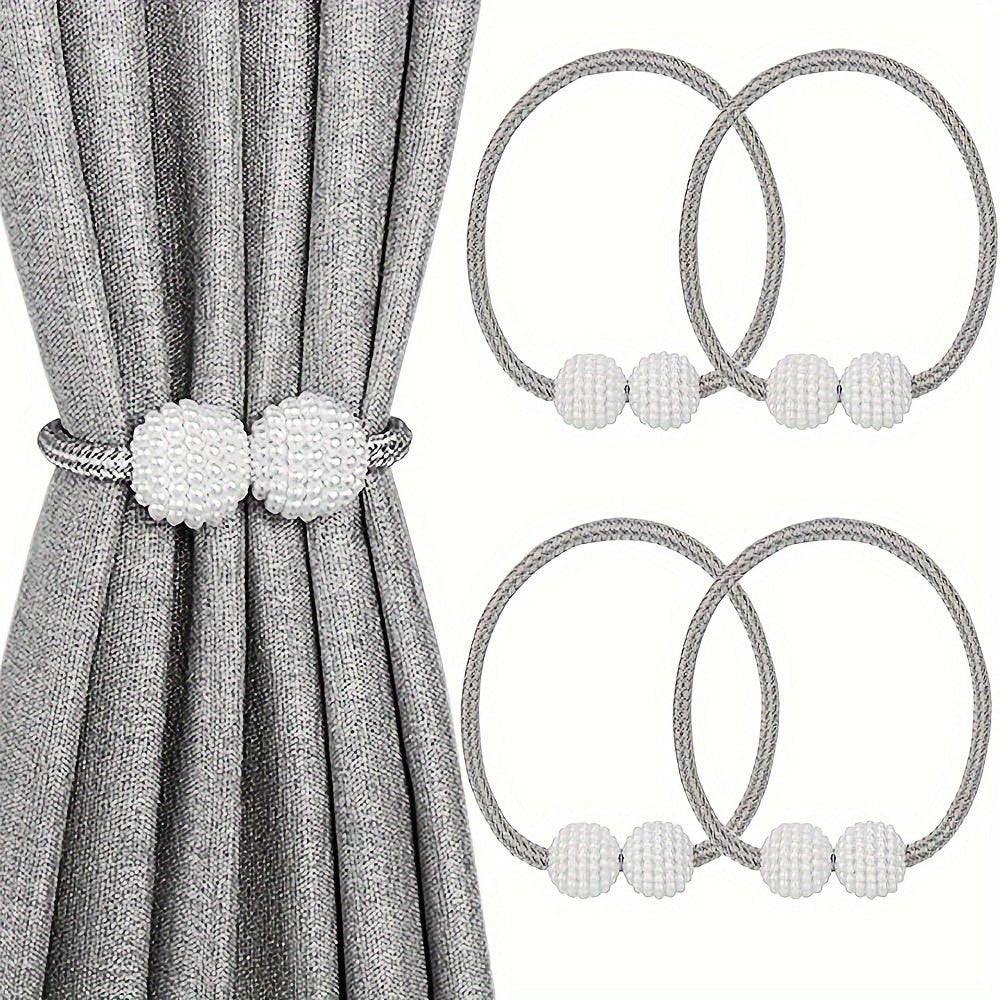 4pcs Magnetic Curtain Tiebacks with Faux Pearl Accent - HazMarket