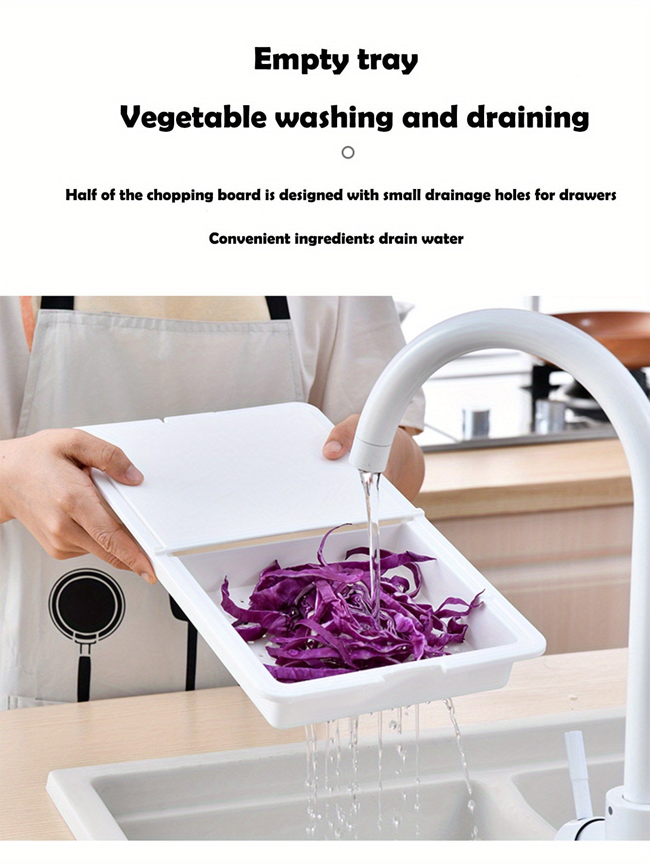 3-in-1 Integrated Cutting Board with Built-in Drain Basket & Storage Box