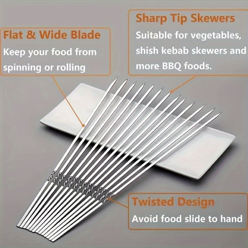 50pcs Durable Stainless Steel BBQ Skewers with 1 Tube Storage - HazMarket