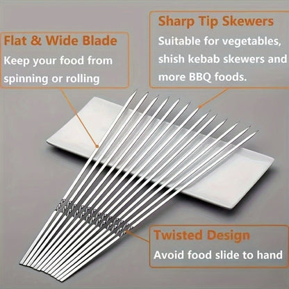 50pcs Durable Stainless Steel BBQ Skewers with 1 Tube Storage - HazMarket