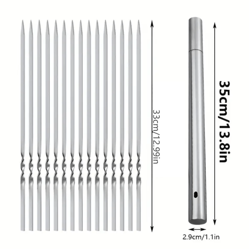 50pcs Durable Stainless Steel BBQ Skewers with 1 Tube Storage - HazMarket