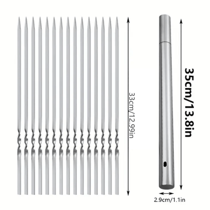 50pcs Durable Stainless Steel BBQ Skewers with 1 Tube Storage - HazMarket