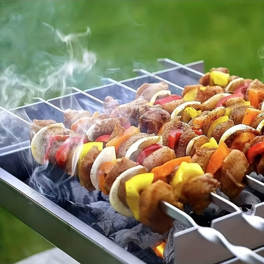 50pcs Durable Stainless Steel BBQ Skewers with 1 Tube Storage - HazMarket