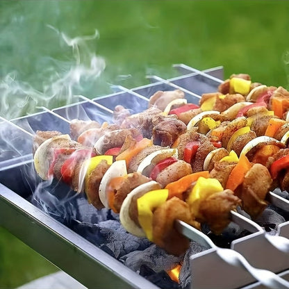 50pcs Durable Stainless Steel BBQ Skewers with 1 Tube Storage - HazMarket