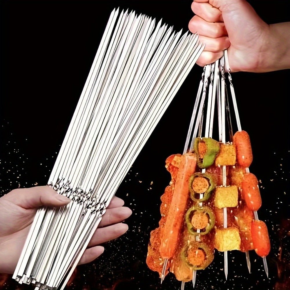 50pcs Durable Stainless Steel BBQ Skewers with 1 Tube Storage - HazMarket
