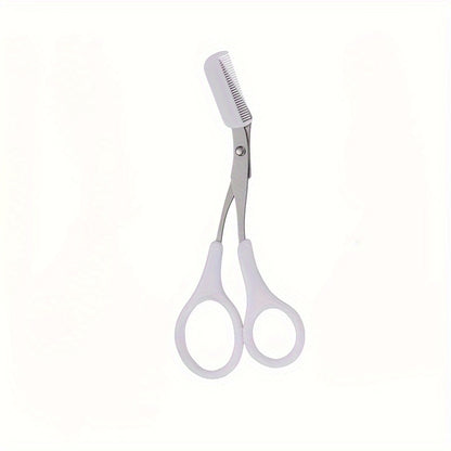 Stainless Steel Eyebrow Trimming Scissors with Comb