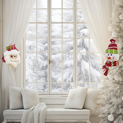 2pcs Santa Claus & Snowman Curtain Clips