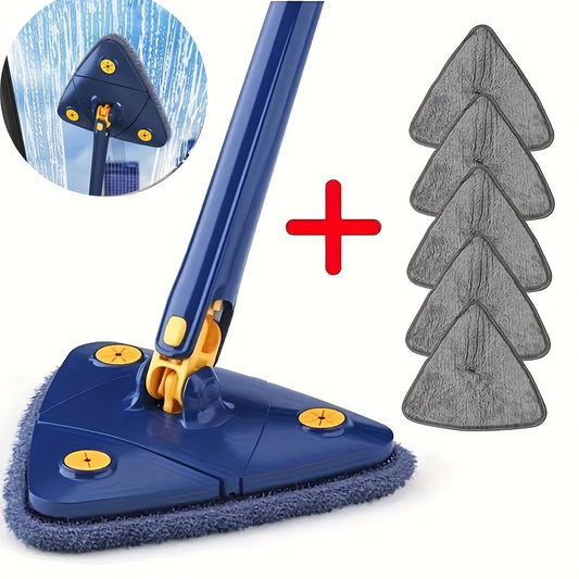 360° Rotating Triangle Wet and Dry Mop Set with 5 Microfiber Pads