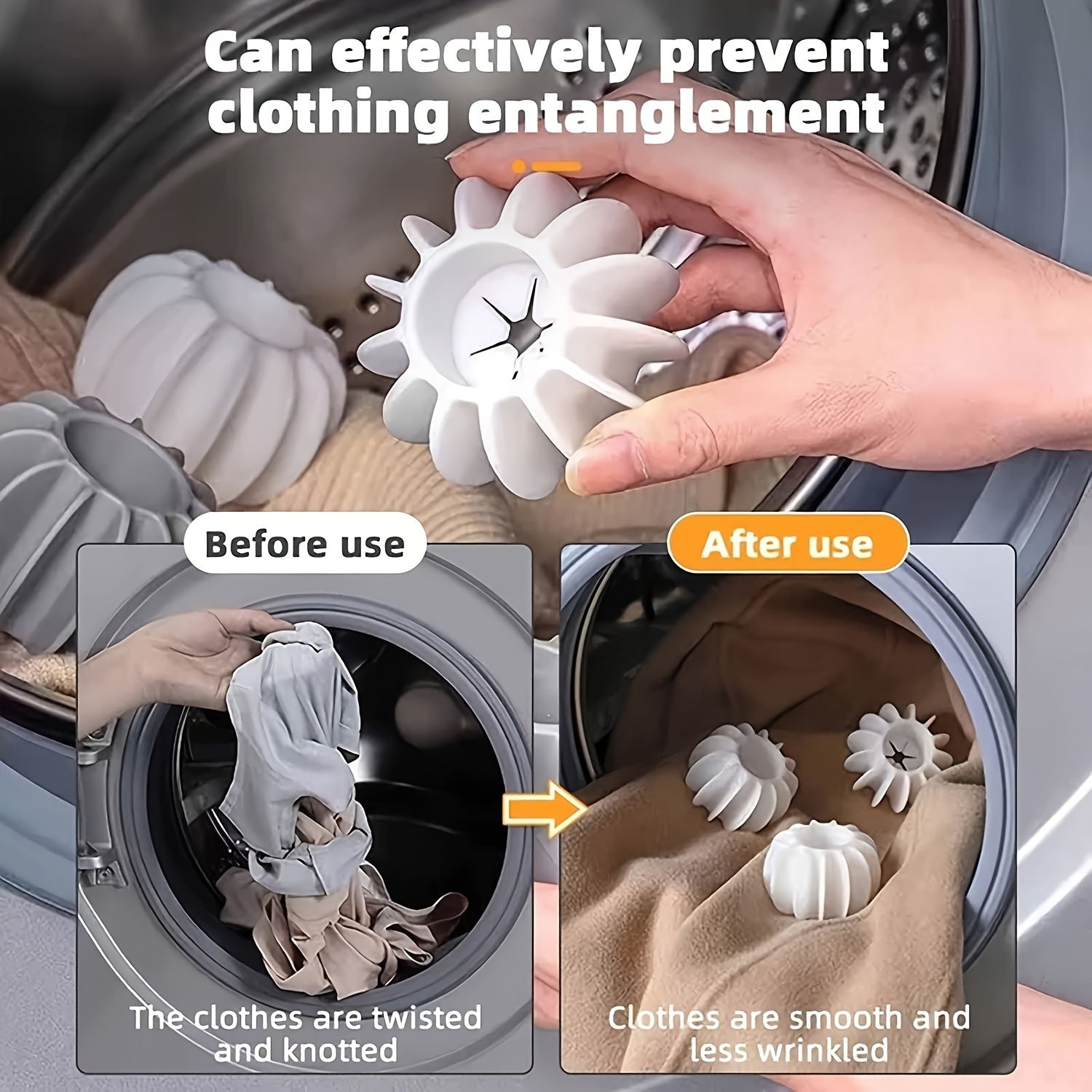 Anti-Tangle Soft Washing Machine Balls for Wrinkle-Free Clothes