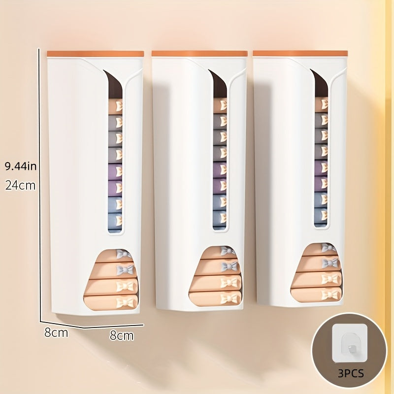 3pcs Wall-Mounted Underwear & Sock Organizer