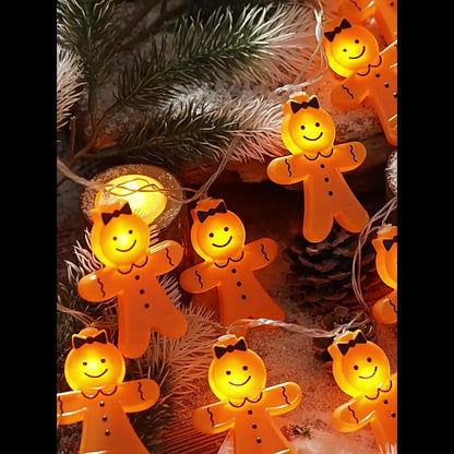 Gingerbread String Lights with Warm Yellow Glow