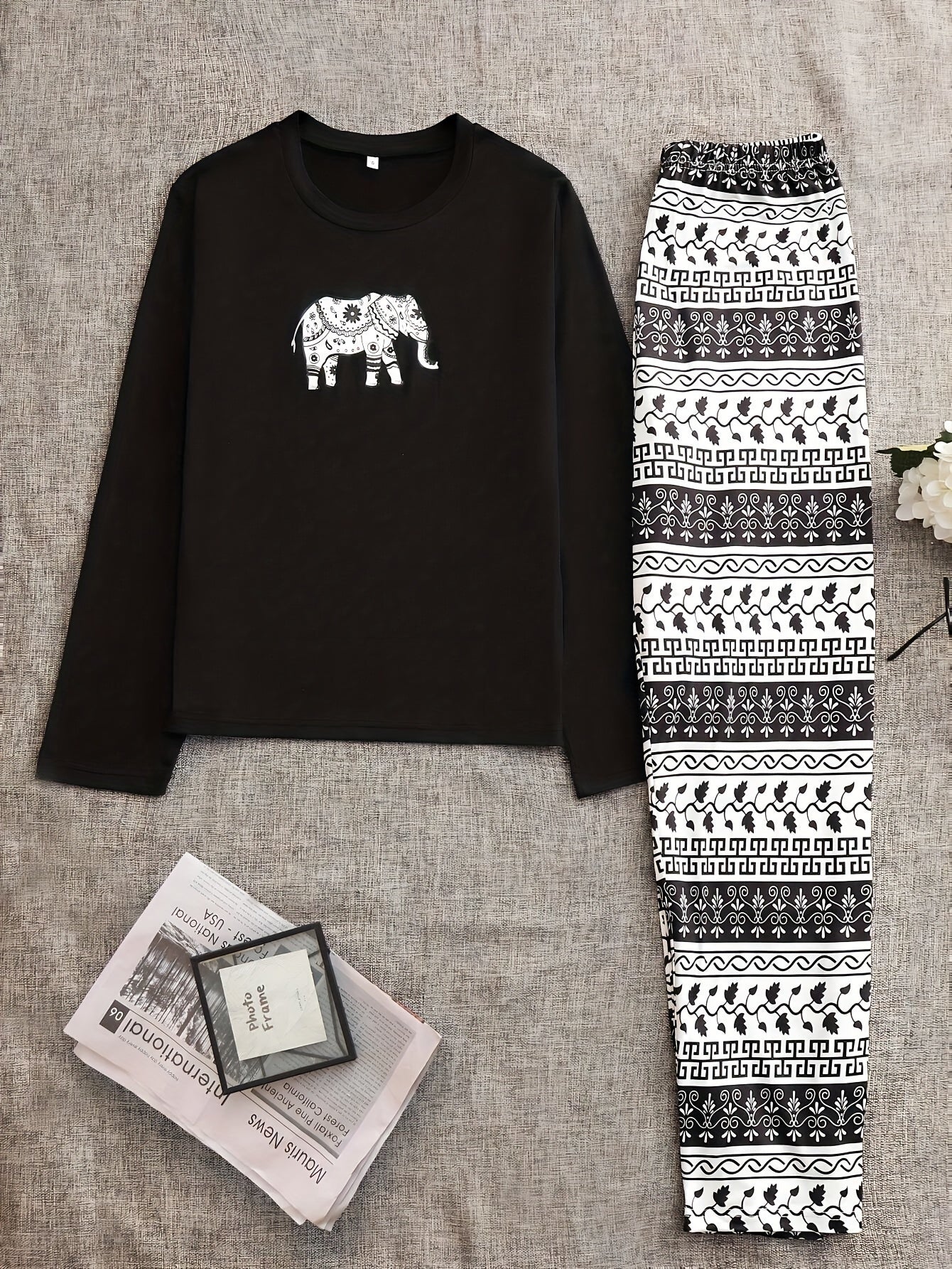 Elephant Print Pajama Set