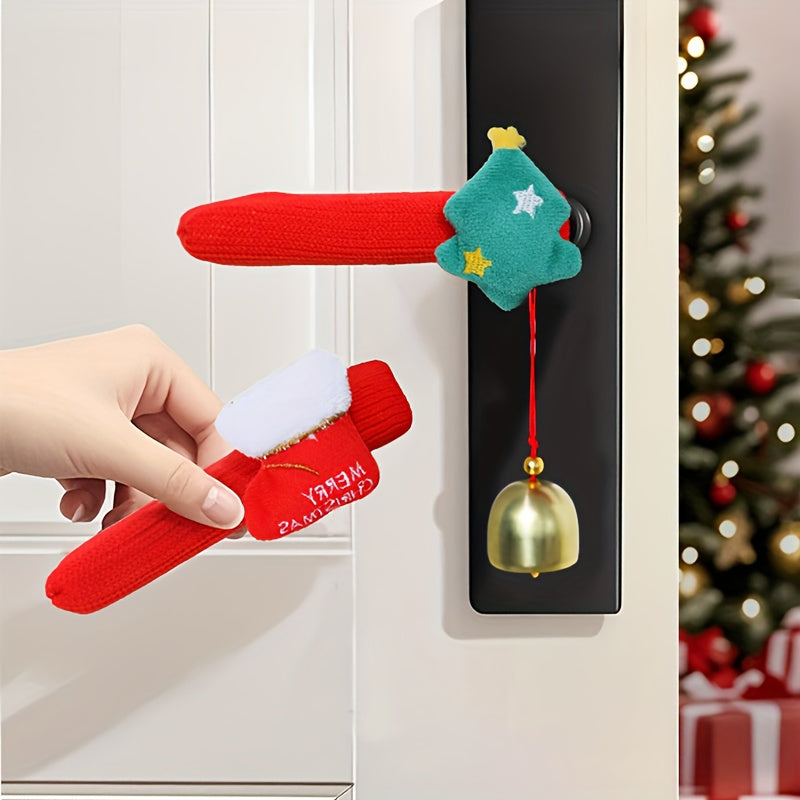 4pcs Christmas Door Handle Decorations Set