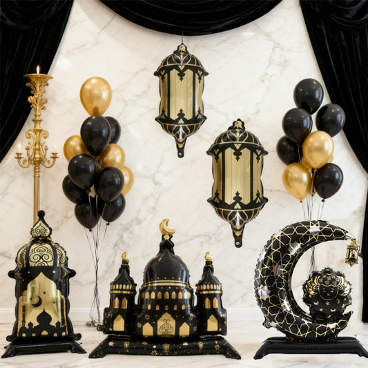 5pcs Ramadan Castle Lantern and Moon Balloon Set