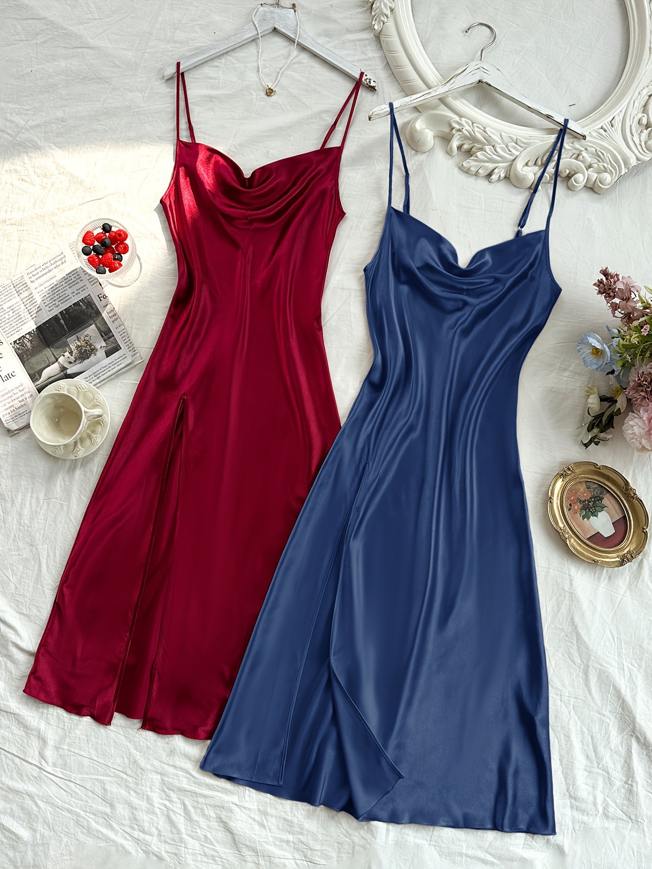 2 Pcs Elegant Midi Slip Dress