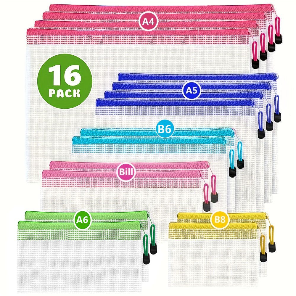 6 - Size Mesh Zipper Pouch For Organization (16pcs) - HazMarket