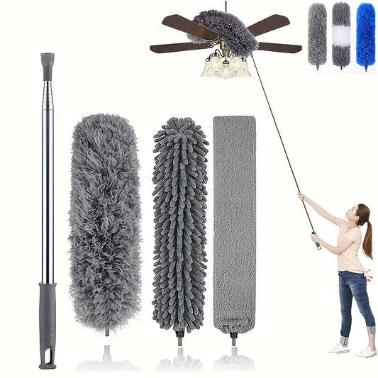 Microfiber Duster with Extension Pole Kit for High Ceilings