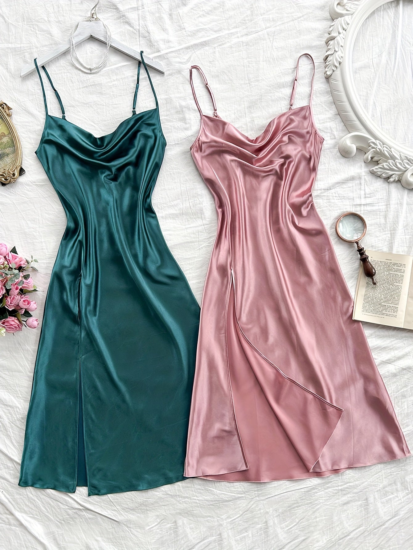 2 Pcs Elegant Midi Slip Dress