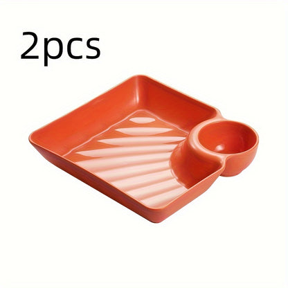 2pcs Plastic Food Serving Plates