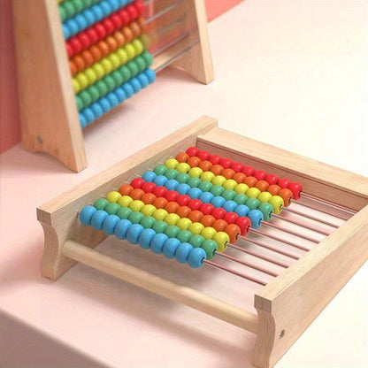 Wooden Abacus for Addition And Subtraction, Complete with Number Cards And a Multiplication Table