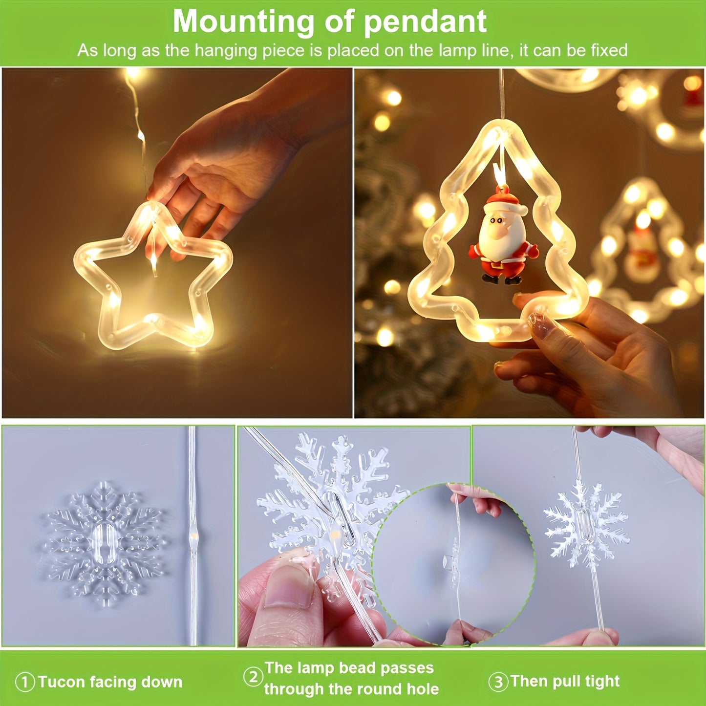 10 Mini Santa Figurine & Snowflake Lights with 8 Lighting Modes