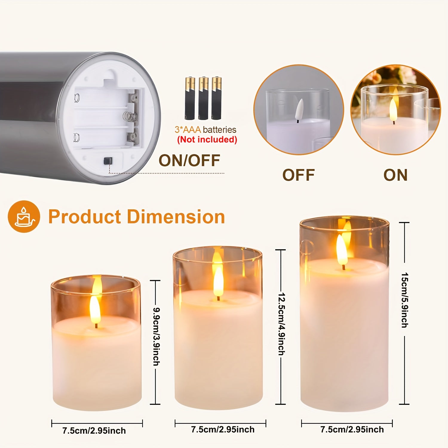 3pcs Flameless LED Electronic Candles