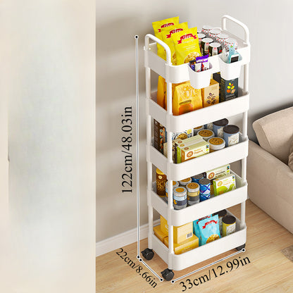 5-Tier Plastic Storage Cart with Heavy-Duty Shelves & Easy-Move Design
