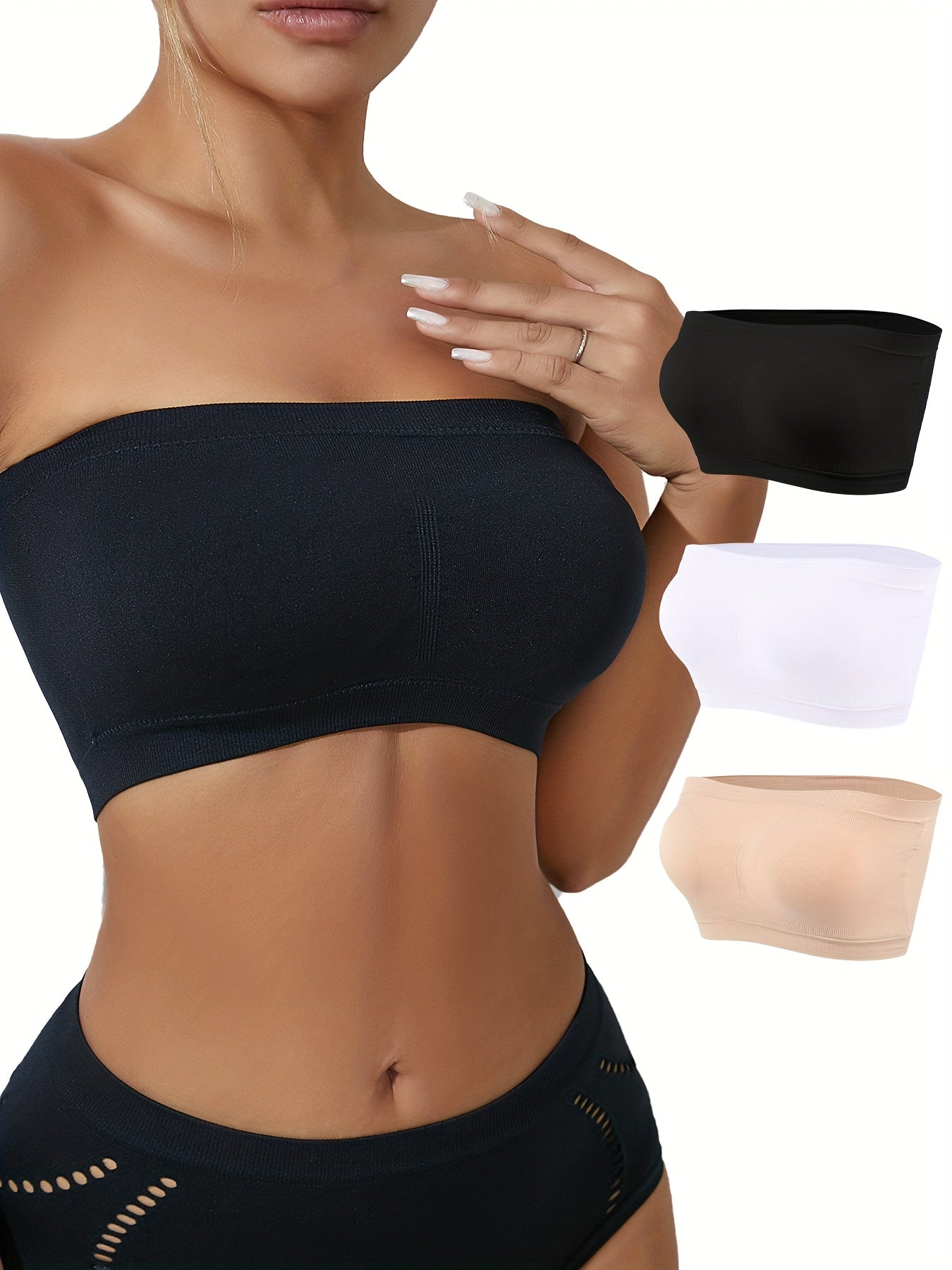 3 Pcs Comfortable Double-layer Strapless Bra