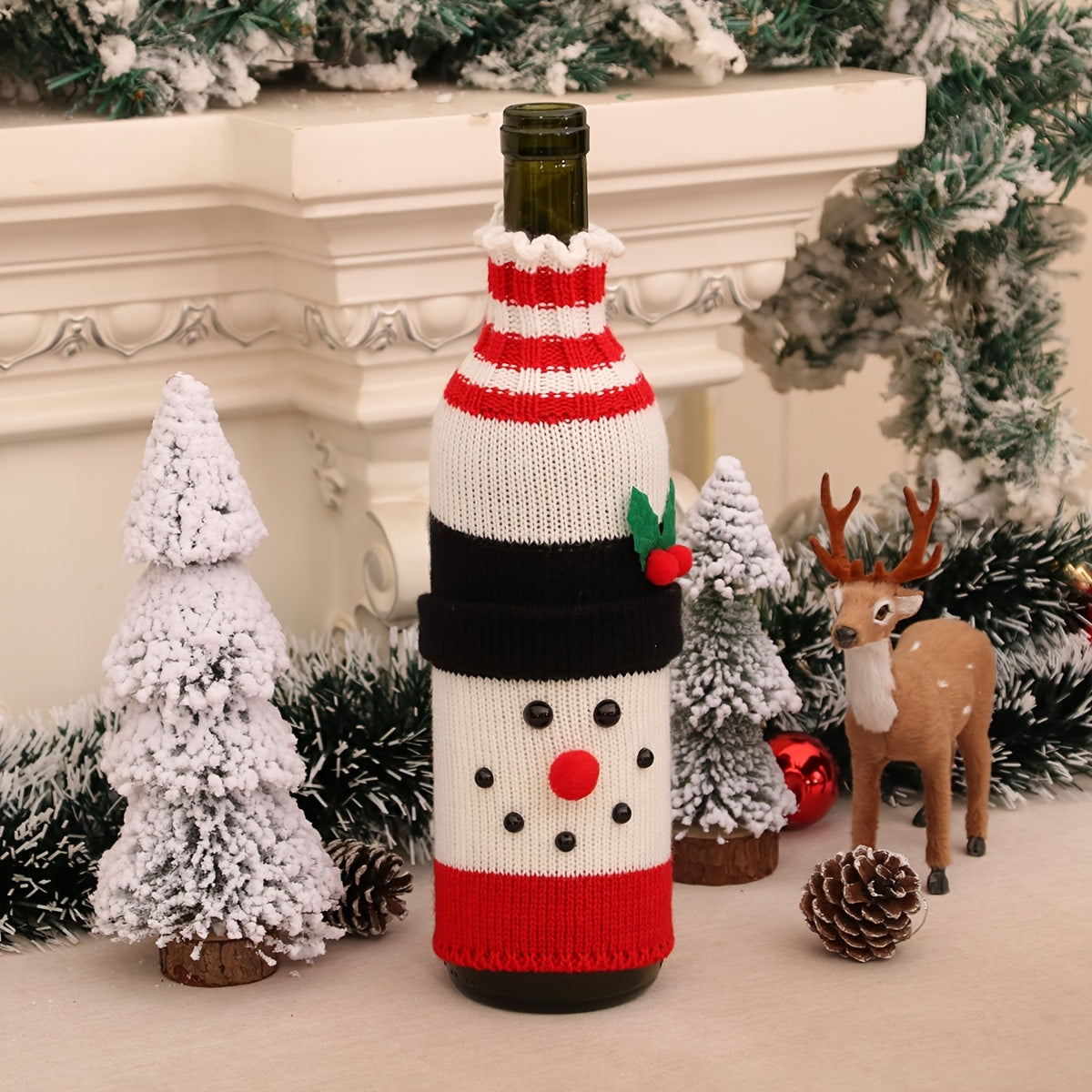 3pcs Christmas Wine Knitted Bottle Cover