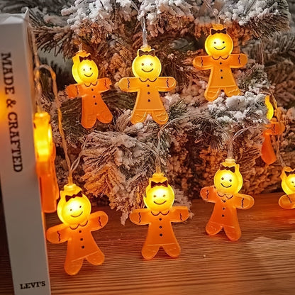 Gingerbread String Lights with Warm Yellow Glow