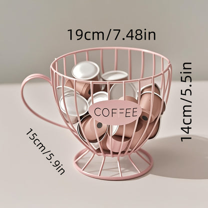 Coffee Capsule Storage Basket with Iron Frame Base