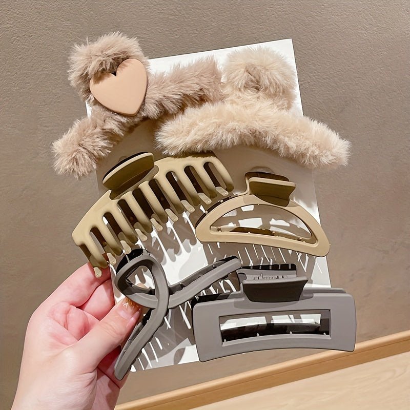 6pcs Winter Plush Hair Clip Claw - HazMarket