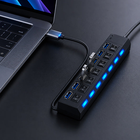 7-Port USB Hub with Independent LED Switch