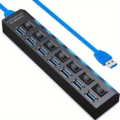 7 - Port USB Hub with Independent LED Switch - HazMarket