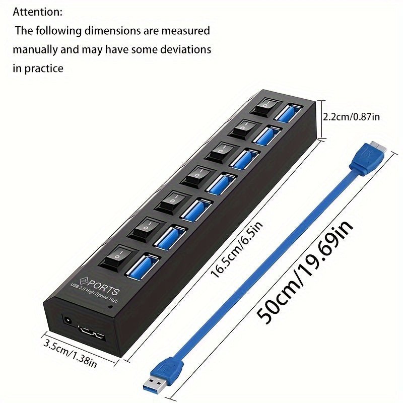 7 - Port USB Hub with Independent LED Switch - HazMarket
