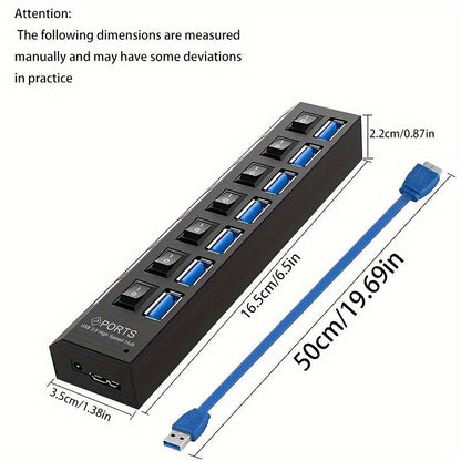 7 - Port USB Hub with Independent LED Switch - HazMarket
