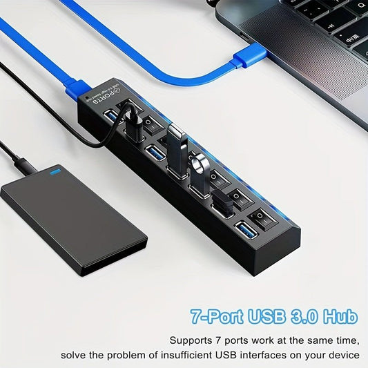 7 - Port USB Hub with Independent LED Switch - HazMarket