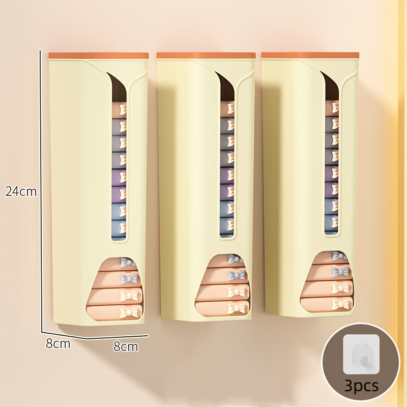3pcs Wall-Mounted Underwear & Sock Organizer