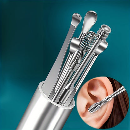 Set Of 6 Portable Stainless Steel Ear Digging Spoons For Cleaning Ears