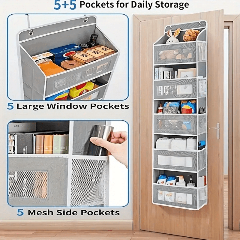 5-Tier Foldable Door Hanging Storage Rack with 5 Large Pockets